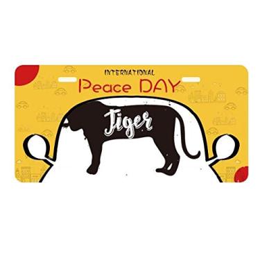 Imagem de DIYthinker Placa de carro Tiger Black and White Animal Placa de carro Decoração Dia da Paz