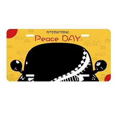 Imagem de DIYthinker Placa de licença de ossos de dinossauro vegetação etiqueta decoração de carro dia da paz