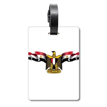 Imagem de Bandeira árabe do Egito com emblema nacional de mala, etiqueta para bagagem e cartão de bagagem