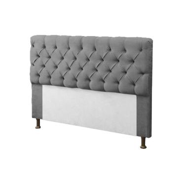 Imagem de Cabeceira para Cama Box Solteiro 90cm Mirage c/ Capitonê Suede Cinza - LM DECOR