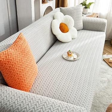 Imagem de 1 2 3 4 Capa protetora para sofá de 5 lugares luxuosa de veludo grosso protetor de móveis de cor sólida capa de sofá reclinável elástica capa de cadeira (Color : C, Size : 3-seat 190-230cm)