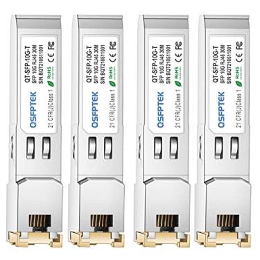 Imagem de QSFPTEK SFP RJ45 Módulo De Cobre, 10/100/1000Base-T Gigabit SFP Para RJ45 Mini-Gbic Transceptor GLC-T(10/100/1000)/SFP-Ge-T(10/100/1000), Mikrotik, Supermicro Alcance 100M - Para Cisco 4Pacote