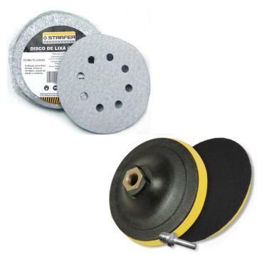 Imagem de Kit Base Disco de Lixa 125mm x M14 E 10 Disco de Lixa Branco Grão 400