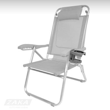 Imagem de Cadeira de Praia Alum UP Line Cinza Zaka 120KG 5 Posições
