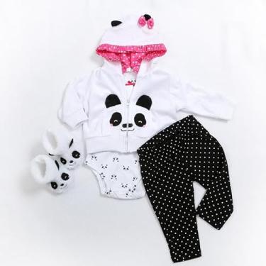 Imagem de Roupas para bebê reborn conjunto realista boneca recém-nascido laváveis estampa macacão baby de toque macio algodão com desenhos animados (Cor: 3, 55-60cm)