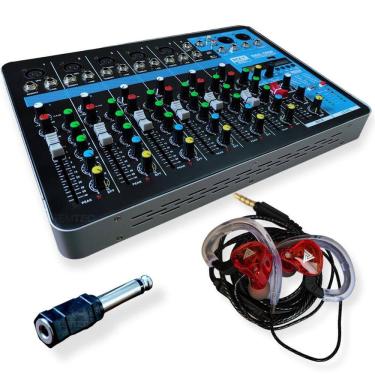 Imagem de Console Mesa De Som Mixer 7 Canais Fone Retorno Vermelho