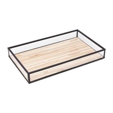 Imagem de LYOR - Bandeja de Metal Preta com Palha 15Cm x 25Cm x 3Cm