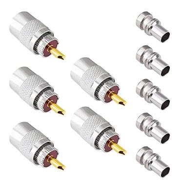 Imagem de Goupchn Conectores de solda UHF PL259 com redutor, pacote com 5, material de teflon de 50 ohm, baixa perda para RG8x, RG8, RG59, LMR-400, RG-213 cabo coaxial, antena de rádio amador