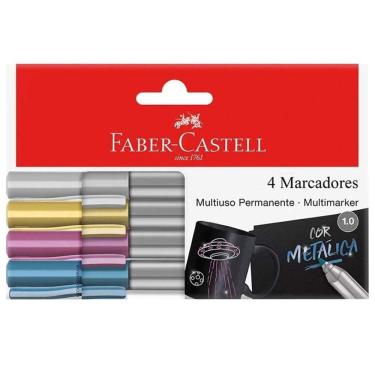 Imagem de Marcador Permanente 4 Cores Multiuso 1.0 Faber Castell