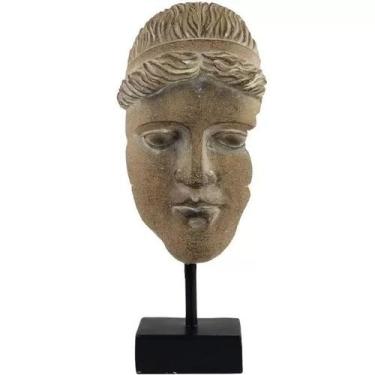 Imagem de Escultura Decorativa Face Em Resina Bege 25cm Nk0198 Btc