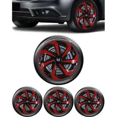Imagem de Jogo 4 Calotas Esportivas Spider Preto/Vermelho aro 14 HOND Fit City Civic
