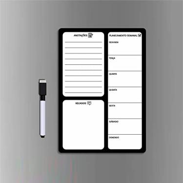 Imagem de Ímã De Geladeira Porta Recados Anotações Planner Com Caneta Magnetico
