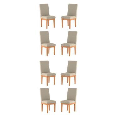 Imagem de Kit 8 Cadeiras Estofadas Para Sala De Jantar bege