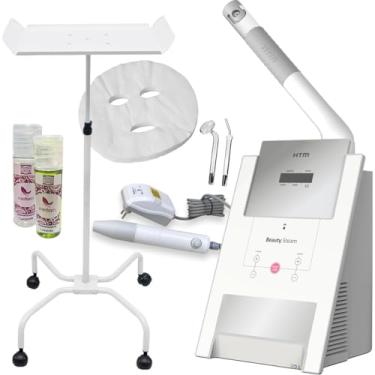 Imagem de Kit Beauty Steam Aparelho de Vapor de Ozônio + Beauty Face com Jogo de Eletrodos + Suporte para Vapor - HTM (Branco)