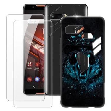Imagem de MILEGOO Capa Asus ROG Phone ZS600KL + 2 peças protetoras de tela de vidro temperado, capa de silicone TPU macio à prova de choque ultrafina para telefone Asus ROG ZS600KL (6 polegadas)