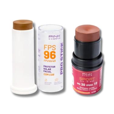 Imagem de Kit Protetor Solar com cor PRO40 + Blush em Bastão (Terracota) - Resistente Água Esporte Beleza Solar Maquiagem Sombra Radicais Livres Textura Pele, Pink Cheeks