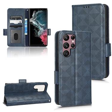 Imagem de Kukoufey Capa para Samsung SM-S908B/DS Galaxy S22 Ultra 5G / SM-S908E/DS SM-S908N SM-S908W Capa flip de couro com suporte, capa para Samsung Galaxy S22 Ultra capa azul