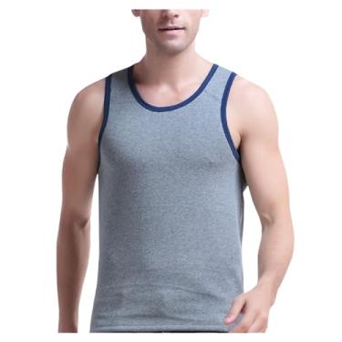 Imagem de Camiseta regata masculina combinando com gola redonda e ajuste muscular, roupa íntima esportiva emagrecedora, Cinza, XG