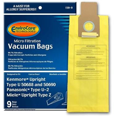Imagem de EnviroCare - Sacos de Aspirador de Pó de Substituição para Kenmore Upright Type U/L/O 50688 e 50690, Panasonic U-2, Miele Z. Pacote com 9 BAGS Amarelos