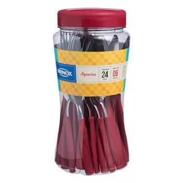 Imagem de Faqueiro Brinox Itaparica Vermelho com 24 Peças em Aço Inox