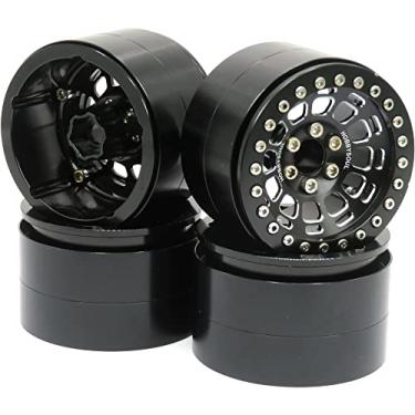 Imagem de hobbysoul Alloy 2.2 Beadlock Wheels Black Rims, 2.2 Wheels Wide 1.57'' / 40mm for RC Crawler Axial SCX10 Capra Wraith/Traxxas AMG 6x6 TRX4 / Redcat Gen8 Everest gen 7 Pro, (4-Pack)