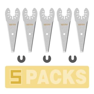 Imagem de 5 peças de lâmina de corte selante cônica, lâmina de remoção de calafetagem de ferramenta oscilante para remover selante adesivo de calafetagem de tinta