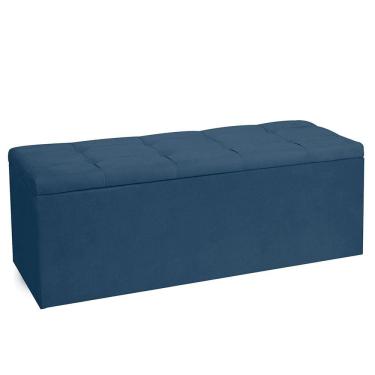Imagem de Calçadeira Recamier Baú King 1,95m Roma Suede Azul Marinho - Pallazio