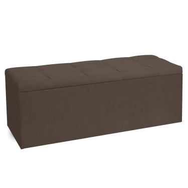 Imagem de Calçadeira Recamier Baú Queen 1,60m Roma Suede Marrom - Pallazio