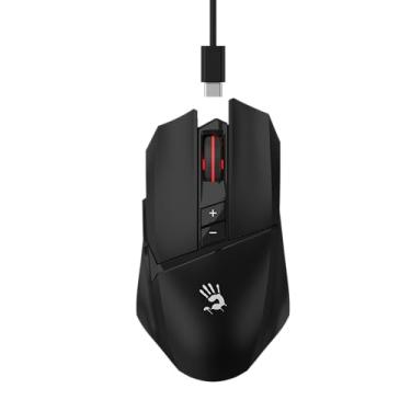Imagem de Bloody R36 Mouse para jogos sem fio ultra duplo - 12000 CPI, sensor PAW3313, transmissão sem fio de 1ms, 7 botões programáveis, até 75 horas de reprodução, iluminação RGB, para esportes e jogos