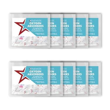 Imagem de PackFreshUSA: Pacotes de compartimento absorvente de oxigênio 100cc - Preservação de alimentos - Guia de armazenamento de alimentos de longo prazo incluído - 100 unidades em 10 pacotes de