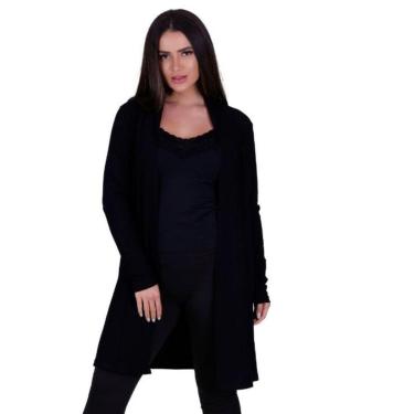 Imagem de Cardigan Manga Longa Canelado Casaco Kimono de Inverno Feminino-Feminino