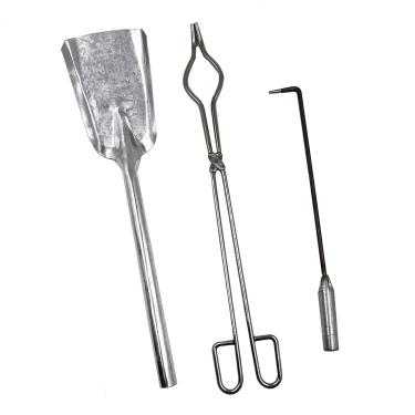 Imagem de Conjunto de ferramentas de lareira, kit de acessórios para churrasco, 3 peças, acessórios de lareira de ferro fundido composto por pôquer, pá, alicate, conjunto de acessórios para fogo, ambientes