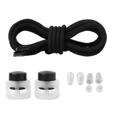 Imagem de Elastic Laces Sneakers Round Rubber Bands No Tie Shoelaces Unisex Basketball Shoe Laces Children Free Tie Shoestrings(Black)