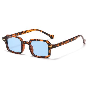 Imagem de HCHES Óculos de sol quadrados masculinos e femininos, óculos de sol retrô punk, masculino e feminino, proteção solar de verão, férias, praia, 4, tamanho único