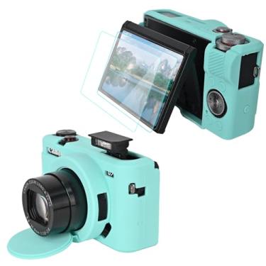 Imagem de VOVMOEYA Capa de câmera para Canon Powershot G7 X Mark III com 2 peças protetoras de tela, proteção total macia G7X III capa de silicone removível para lente removível para Canon G7XIII G7X3-Robin