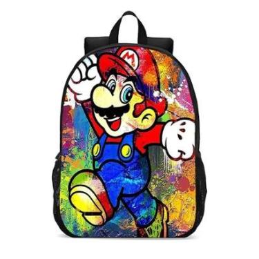 Imagem de MOCHILA ESCOLA INFANTIL JUVENIL ANIME SUPER MÁRIO FELIZ-Unissex