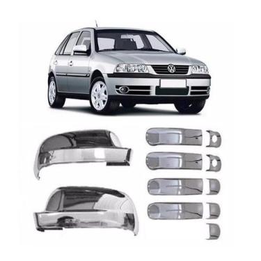 Imagem de Kit Aplique Capa Cromada Retrovisor Maçanetas Vw Gol G4 2008 - Shekpar