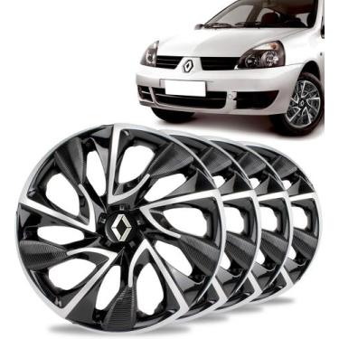 Imagem de Jogo 4 Calotas Ds4 Aro 14 Black Silver Renault Clio Sandero - Elitte