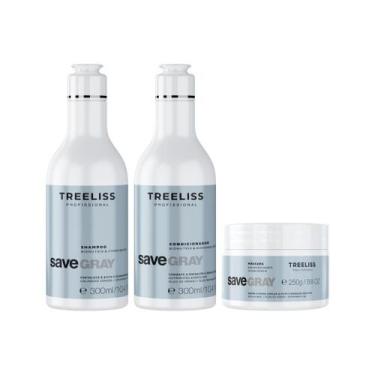 Imagem de Kit Save Gray Shampoo, Condicionador e Máscara Hair Care - Treeliss Pr