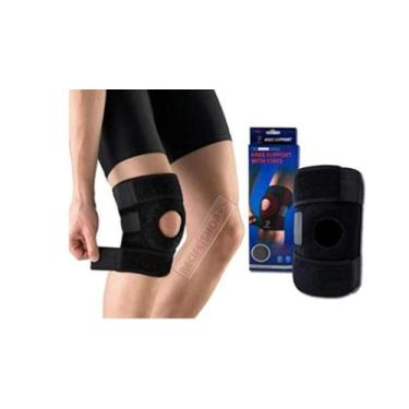 Imagem de Joelheira Articulada Reforçada Neoprene Ajustável Preta