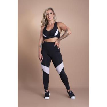 Imagem de Conjunto Feminino Fitness Academia Calça Legging Cintura Alta Detalhe 