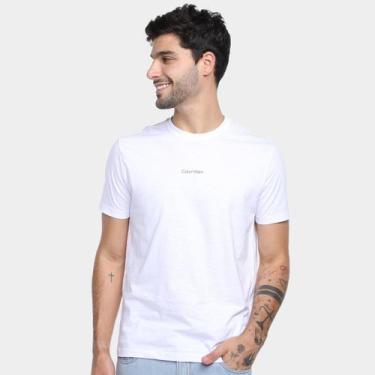 Imagem de Camiseta Calvin Klein Logo Masculina, Branco, M