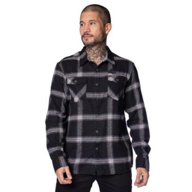 Imagem de Camisa Masculina Gangster Flanela Xadrez Preto, Preto, P