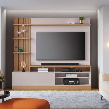 Imagem de Home Estante Para TV 65 Pillar Detalhe Ripado e Nichos com Led Freijó/