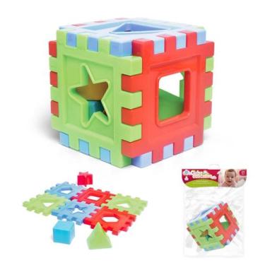 Imagem de Brinquedo Cubo de Encaixe Didático Colorido Com Blocos De Encaixar 9cm