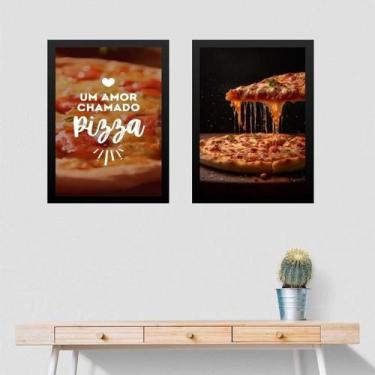 Imagem de Kit 2 Quadros Para Decorar Pizzaria 24X18Cm - Com Vidro - Quadros On-L