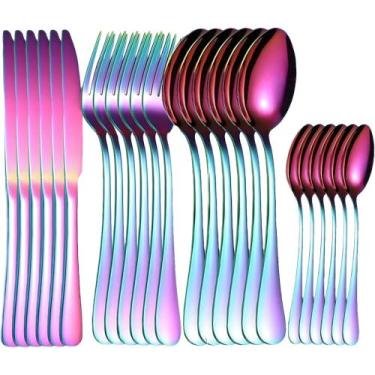 Imagem de Utensílio De Cozinha Jogo De Talheres Premium Kit 24 Peças Aço Inox Me