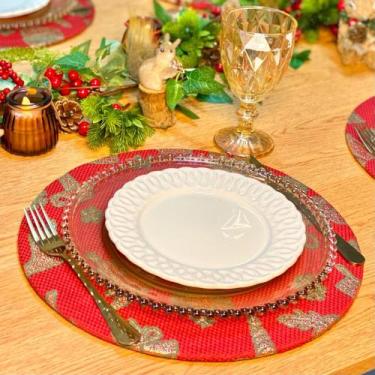 Imagem de Capas Para Sousplat de Natal Lurex Estampada - Millenia, 139 Contorno 