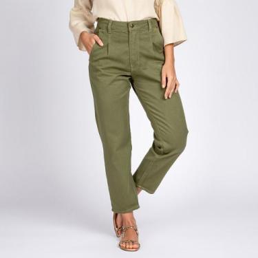 Imagem de Calça Mom Cropped Slouch Bolso Faca Cor Oliva - Bloom, 36