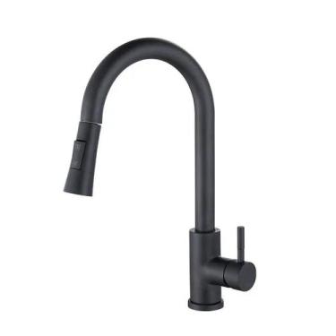 Imagem de Torneira Cozinha Monocomando Gourmet Ducha Extensível Preta - Alpes Me